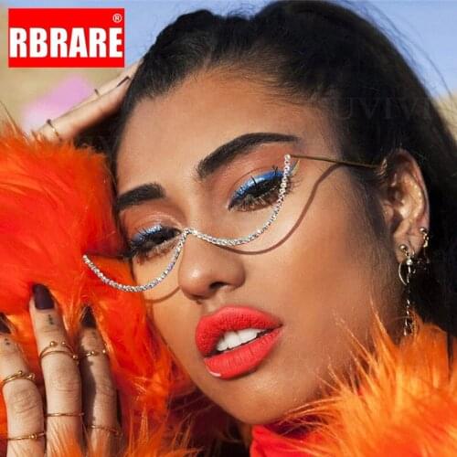 RBRARE Metal Semicircle Glasses Frame Women Diamond Luxury Brand Eyewear Frames Women Punk Eyeglasses Women Retro Oculos De Sol