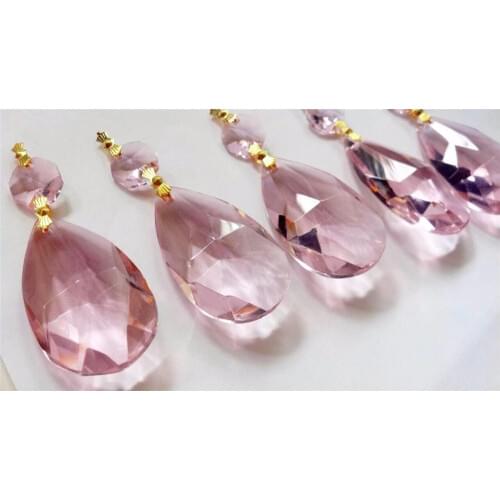Pink Chandelier Crystal Pendant 38mm Almond Teardrop Prism Lamp Parts Pendant Shining Crystal Glass Suncather Free shipping