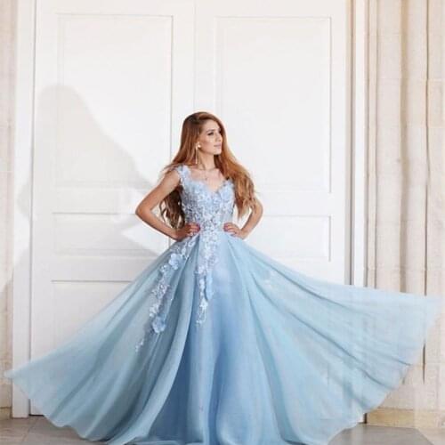 2020 Sexy Off Shoulder Handmade Flowers Evening Dresses A-Line Pearls Sleeveless Prom Gowns Real Photo LE4013