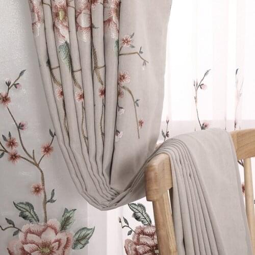 Modern and Simple American Embroidered Curtains for Living Room Study Bedroom Blackout Curtains