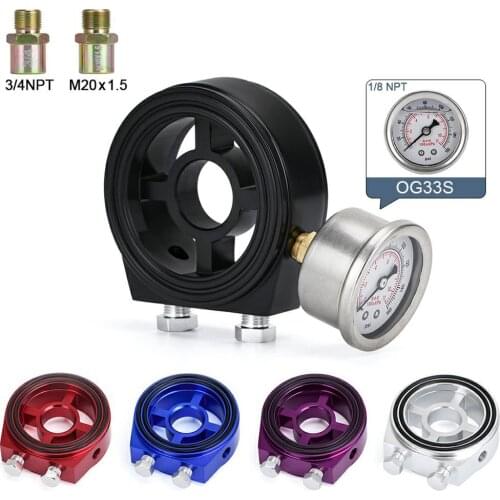 Sport Oil Cooler Filter Sandwich Plate Adapter Spin-on Oil Filter Car Oil Adapter Oil Gauge Sensor Adapter ​Aluminum EP-OL0202
