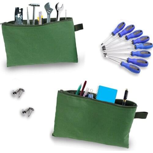 Hardware Canvas Tool Bag Multi-Purpose Electrician Portable Tool Storage Bag Wrench Screwdriver Hanging Tool Zipper Carrier Tote