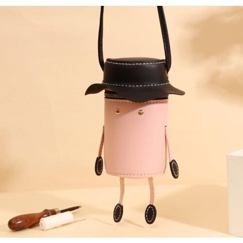 DIY Cartoon Easy Embroidery Bag Kit Purse Handbag Shoulder Messenger Bag for Beginner Needlework Sewing Craft Friend Gift