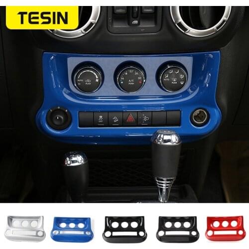 TESIN ABS Car Air Conditioner Switch Central Dashboard Console Decoration Cover for Jeep Wrangler JK 2011-2017 Car Accessories
