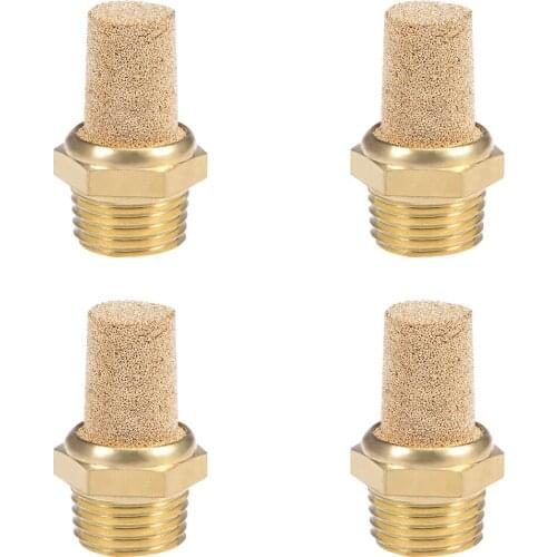 Uxcell 1/4 PT Sintered Bronze Exhaust Muffler with Brass Body Protruding 4pcs