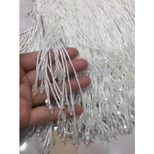 Stock tassel 5yards/bag ym124# Cream white bead tube top class 15 cm tassel pendant for sawing dress fringe trim