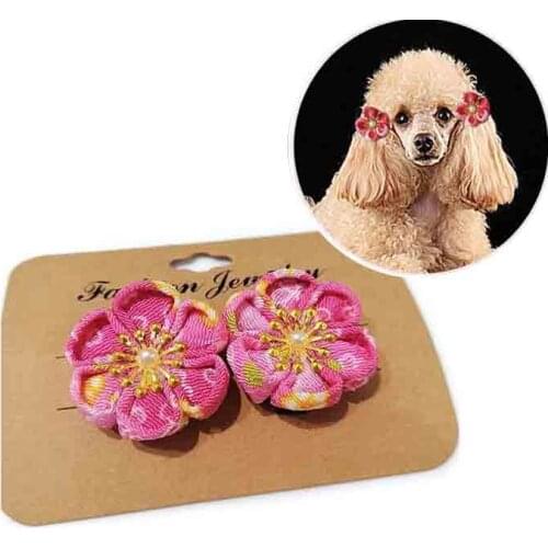 2pcs Pet Dog Hair Clip Hairpins Girl Hair Accessories Flower Headwear Dog Grooming Accessories