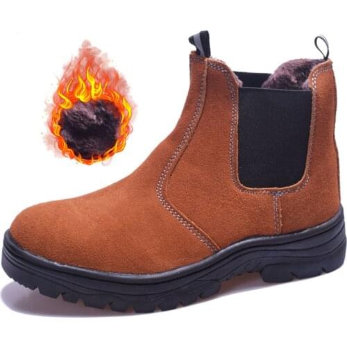 Welder Protective Shoes Men Outdoor Breathable Cotton Shoes Anti-scald High-top Steel Toe Cap Leather Safety Shoes Work Boots