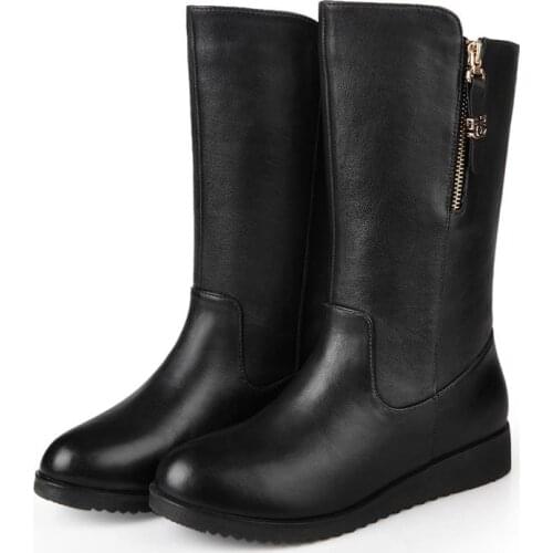 High Quality Womens Winter Shoes Women Soft Leather Boots female flat snow boots Lady Casual Shoes Free Shipping