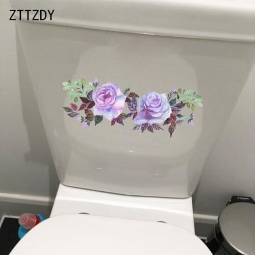 ZTTZDY 25*9CM Hand Painted Flower Home Wall Decoration Bathroom Toilet Seat Sticker T2-0748