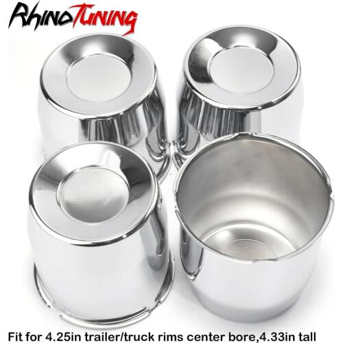 4pcs 4.25in Car Wheel Center Caps Hub Push Through Alloy Bearing Cover Fit for 4.25" Trailer/Truck Rims Center Bore 4.33" Tall