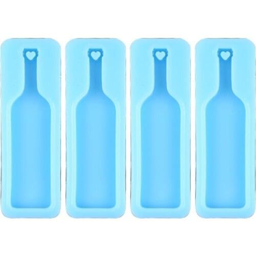 4 Pcs DIY Wine Bottle Keychain Epoxy Resin Mold Jewelry Pendants Silicone Mould