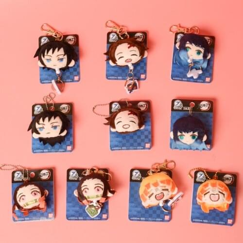 5pcs/lot Anime Demon Slayer: Kimetsu no Yaiba kamado tanjiro Plush doll key chain brooch pendant bag pendant toy gift