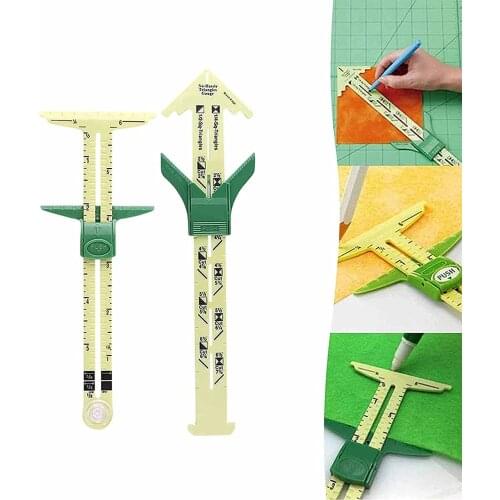 5 in 1 Sliding Gauge Ironing Tool Ruler Sliding Gauge Measuring Ruler Fabric Quilting Ruler Knitting Sewing Supplies Tools Kit