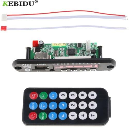 Kebidu Wireless Bluetooth 12V 24V Car MP3 Decoder Board Module Audio USB TF FM Radio AUX + Remote Control for iPhone Huawei