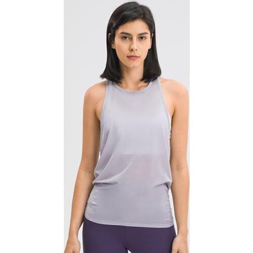 Cross-tie Blouse Workouts Clothes Open Back Yoga Tank Tops Stretch Sexy Blouse Gym Tank Back Mesh Patchwork Sports Vest