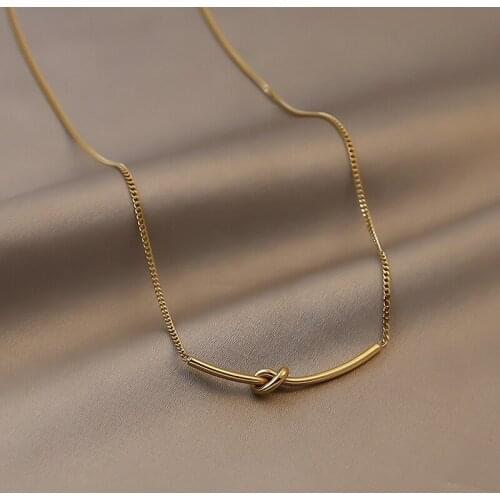 2021 Korean New Simple Knot Temperament Metal Chain Summer Trendy Lady Charm Necklaces For Women Fashion Jewelry Party Gift