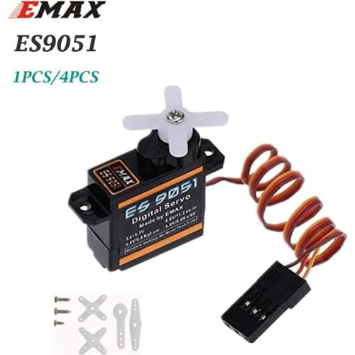 M./-1pcs/4pcs EMAX ES9051 4.3g Digital Servo Pastic Gear 0.8kg Torque for 3D F3P Airplanes Wholesale/4.3G Ultra Light Mini Servo