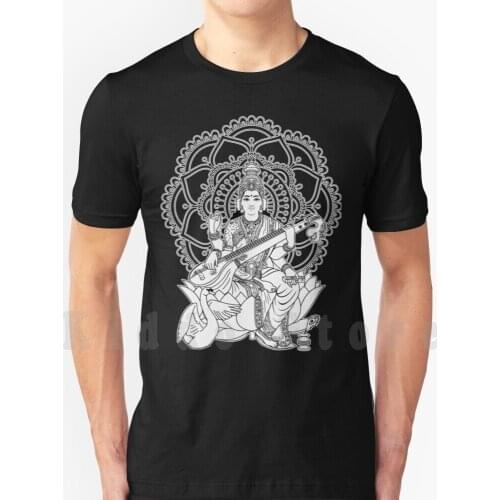 Saraswati T Shirt Print For Men Cotton New Cool Tee Meditation Yoga Tattoo Heart God Light Illumination Om Peace Goa Asana