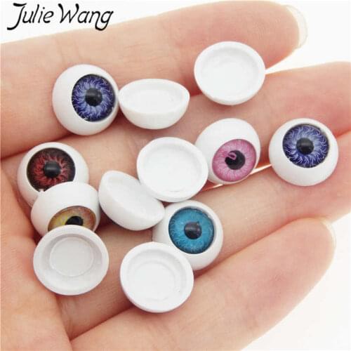 Julie Wang 10PCS Round Eyeball Plastic Doll Eyes Mixed Color Buttons Safety Human Eyes For Puppet Plush Toy Making Accessory