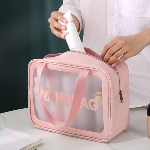 S/M/L 3 Sizes Ladies Large Capacity Pu Frosted Waterproof Cosmetic Bag Convenient Travel Makeup Storage Bag Female Wash Bag