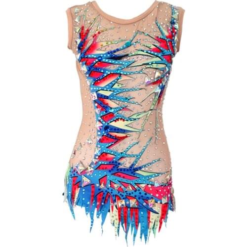 LIUHUO Women Girls Rhythmic Gymnastics Leotards Artisticartistique Swimming Jeweled Spandex Dance Swimming Suit