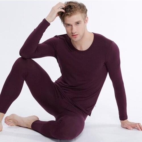 Lycra Fabric Cotton Winter Clothes Mens Sexy Underwear Long Pants Suit Men Warm Thermal Long Johns Wine Red Pajamas Sleep Wear