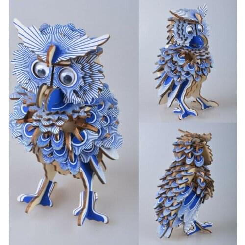 3D Owl Kit Kids DIY Educational Toy Handicrafts Child Wooden Puzzle Jigsaw Wood Craft Toy Gift J0611