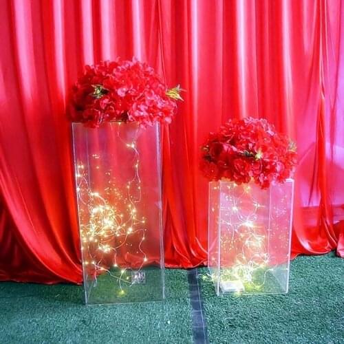 New Square Crystal Acrylic Wedding Square Column Table Center Cake Frame Flower Stand Flower Road