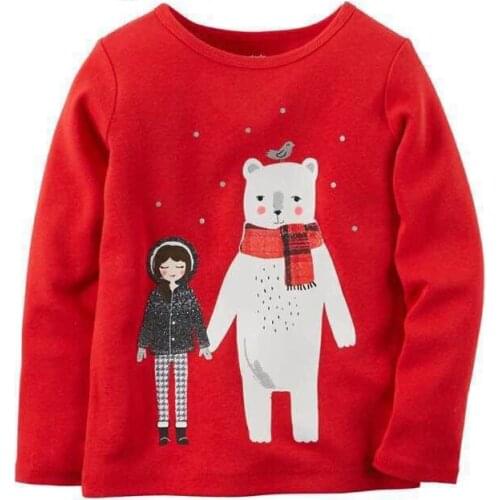 New Autumn 2019 Baby T Shirts for girls Cotton Sweatshirts Cartoon Print Brand Tees Long Sleeves Spring Kids cute Girl T-shirt