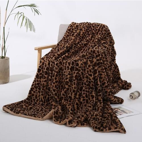 Super Soft Leopard Long Shaggy Fuzzy Fur Faux Blankets Fur Warm Elegant Cozy with Fluffy Sherpa Rabbit Velvet Throw Blanket