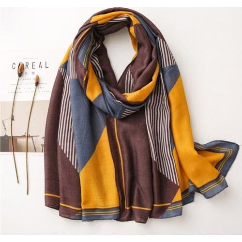 2020 Autumn Fashion Ombre Striped Line Viscose Shawl Scarf From Korea Lady Print Soft Pashmina Stole Bufandas Mujer Muslim Hijab