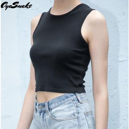 Oyasnake Cotton Fashion Casual O-Neck Camis Solid Tops Womens 2021 Summer Streetwear Sleeveless Slim New Hot Basic Tanks