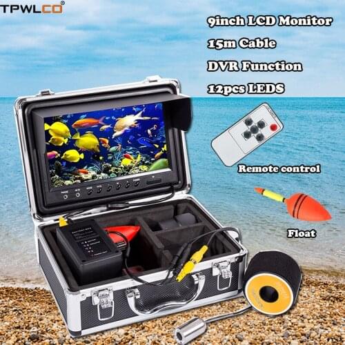 15m Cable Portable Fish Finder Fishing Camera Waterproof Underwater 9inch Monitor Video Camera For River Fishing With DVR