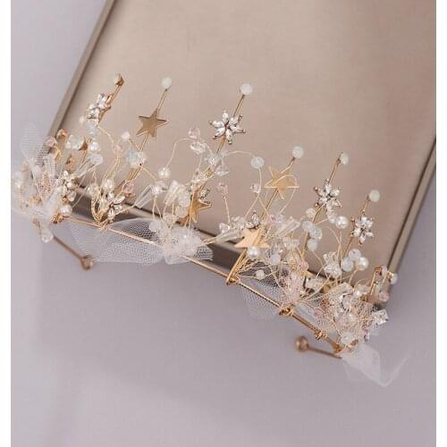 Crystal Bridal Tiaras Crown Rhinestone Pageant Diadem Veil Tiara Headbands Wedding Hair Accessories For Women