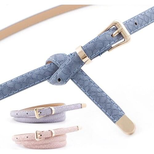 Women Thin Belt Waist Chain Braided Dress Belt Casual Thin Waistband for Ladies Fashion Clothes Accessories with Square Buckle