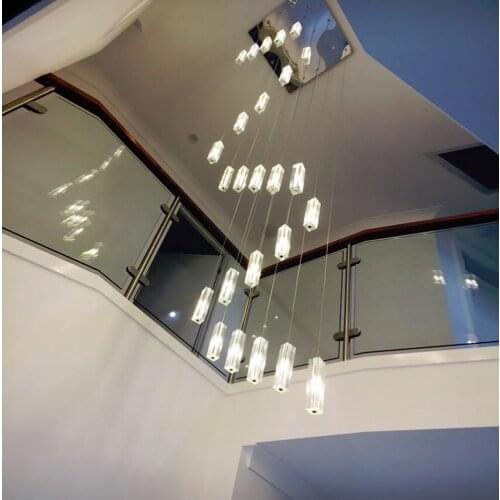LED Chandelier Lighting Stairwell Double Spiral Chandeliers Modern Chandelier for Living Room Long Stair led lights decoration