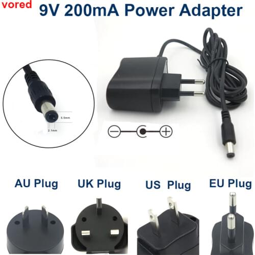 VORED DC 9V 200mA Charger Switch Power Supply Adapter EU/US/AU/UK Plug 5.5x 2.1mm for Electronic scale Free Shipping