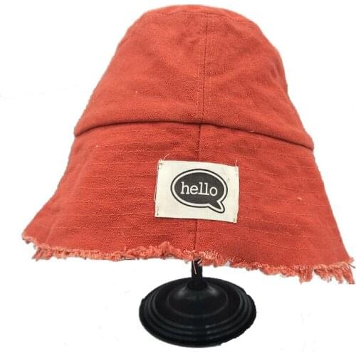 XEONGKVI Japanese HELLO Letter Cloth Bucket Hat Spring Autumn Brand Wide Brim Girl Beach Folding Fisherman Hat For Women Lovely