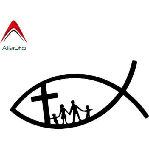 Aliauto Funny Car Sticker Christian Fish Jesus Family Cross Church Decor Vinyl Decal for Ford Focus Peugeot Toyota Golf,13cm*6cm