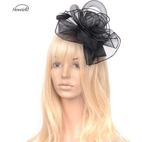Black Feather Mesh Netting Fascinators Races Cocktail Party Lady Women Girls Hair Clip Headdress Hairpiece Hairband Headband