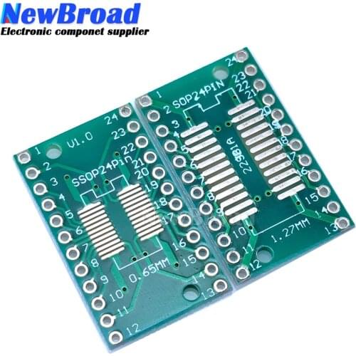 10pcs SOP24 SSOP24 TSSOP24 to DIP24 PCB Pinboard SMD To DIP 0.65mm/1.27mm to 2.54mm DIP Pin Pitch PCB Board Converter Socket