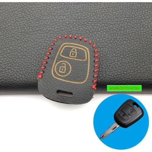 100% Leather Car Key Case Cover for Peugeot 206 307 207 408 for Citroen C2 C3 C4 Iran Toyota Skin Corium 2 Buttons Key Shell