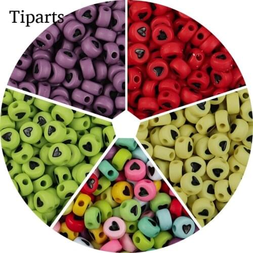 100pcs/Mixed Letter Acrylic Beads Round Flat Alphabet Heart Cube Loose Spacer Beads For Jewelry Making Handmade Diy Bracelet