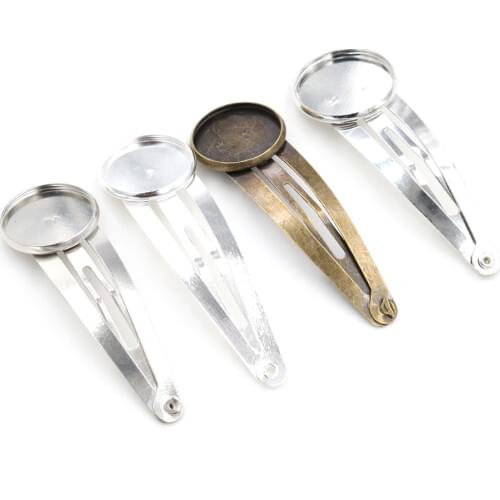 16mm 18mm 10pcs High Quality Bronze Silver Plated Rhodium Copper Material Hairpin Hair Clips Hairpin Base Setting Cabochon Cameo
