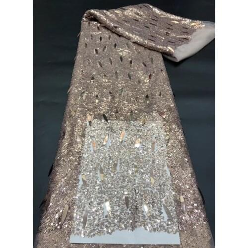 2021 African Lace Fabric With Sequin Embroidery French Tulle Mesh Cloth DIY Design Sewing Skirt Dress 5 Yards Wholesale