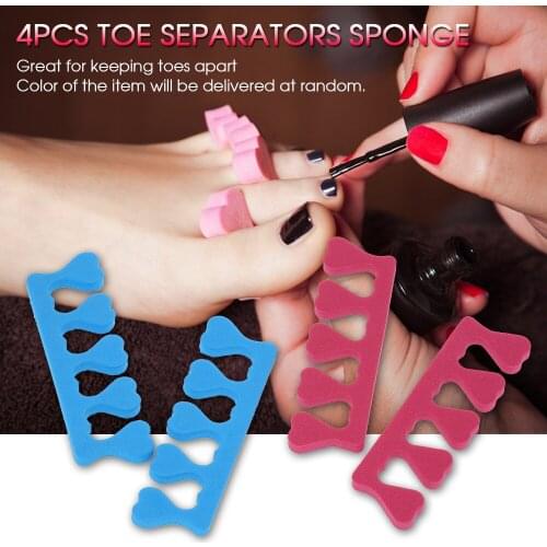 4PCS/Pack Toe Separators Sponge Foam Toe Spacers for Pedicure Nail Salon Use Silicone Soft Gel UV Beauty Tools Random Colors