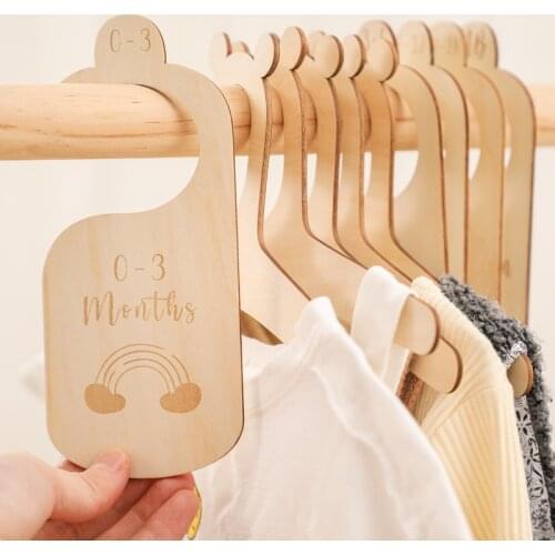 5/7 Pc Nursery Closet Dividers Wooden Milestone Newborn Supplies Clothes Organizers Baby Wardrobe Dividers Baby Shower Gifts