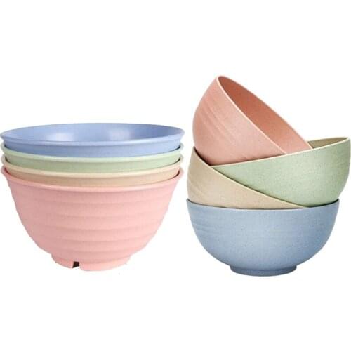 8 Piece Wheat Straw Bowls 24 &30 Oz,For Noodle Rice Fruit Cereal Soup Pasta Dessert,Eco-Friendly Lightweight Tableware