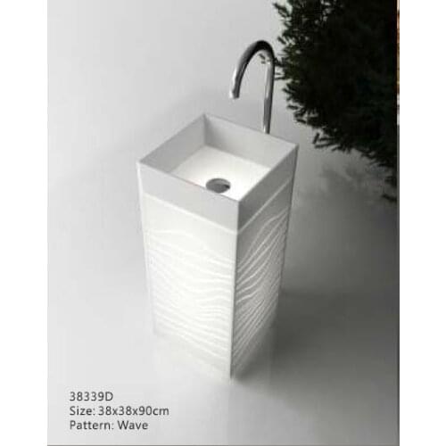 ACRYLIC BATHROOM FREESTANDING PEDESTAL FLOOR MOUNTED BASIN SQUARE VANITY ILLUMINED HAND VESSEL SINK RS38339D